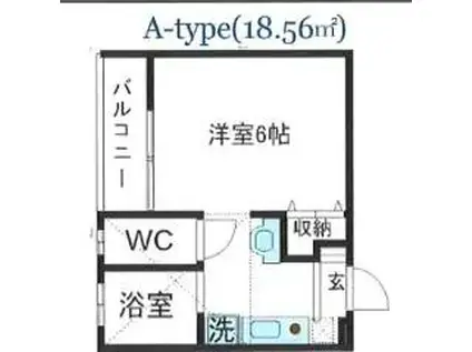 プレナスみなみ野(1K/1階)の間取り写真