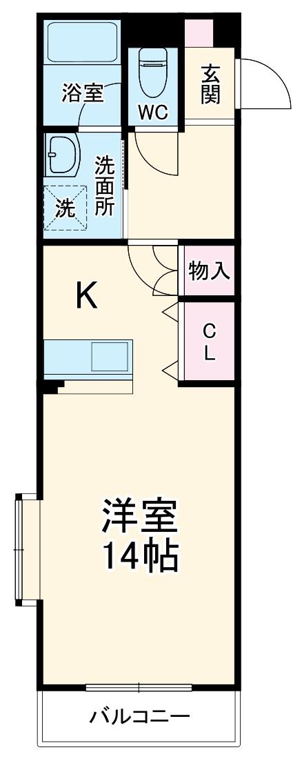 プランドール峰(ワンルーム/3階)の間取り写真