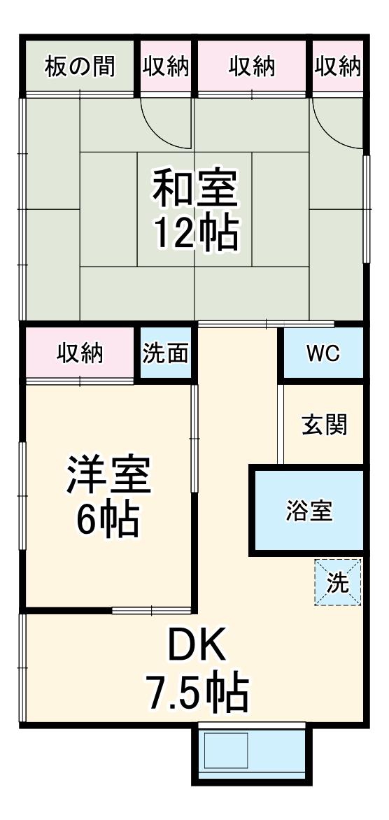 名鉄名古屋本線 男川駅 徒歩21分 1階建 築60年(2DK)の間取り写真