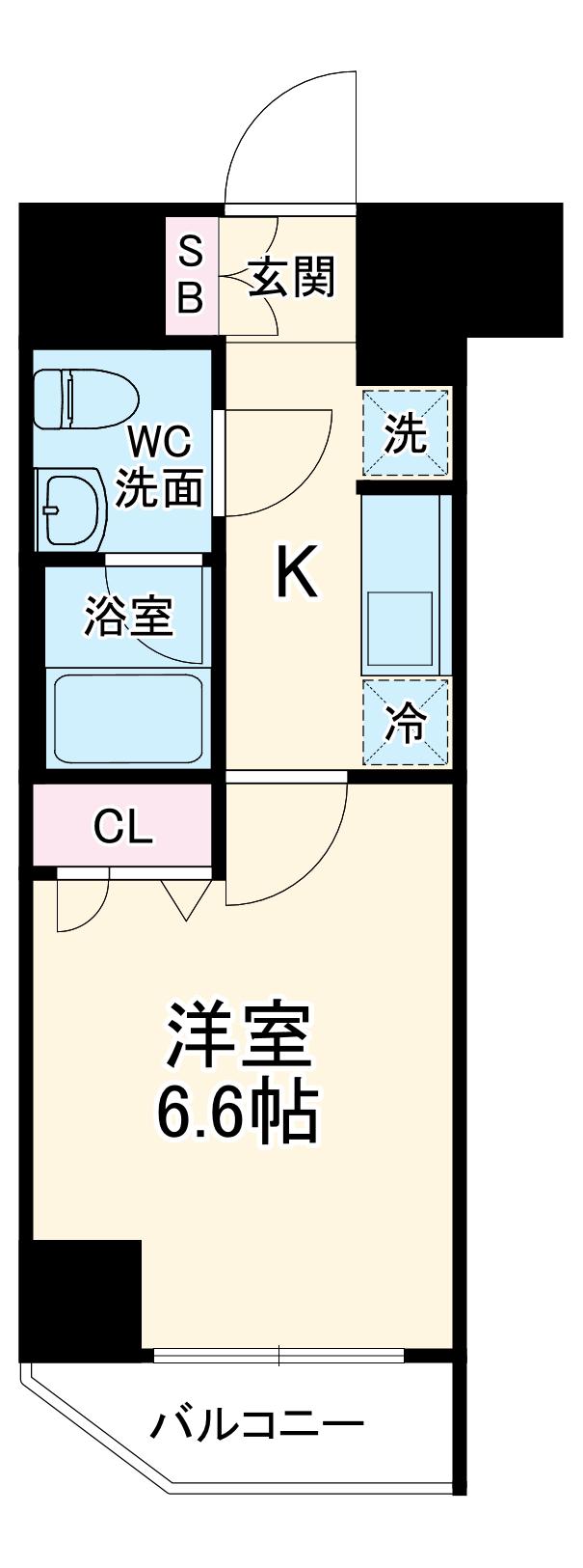 GENOVIA横浜関内SKYGARDEN(1K/3階)の間取り写真