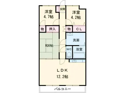 ルネス・シャルマン(3LDK/2階)の間取り写真