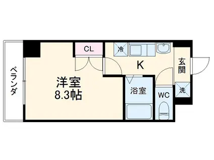 シャンヴェルジェ豊中Ⅱ(1K/2階)の間取り写真