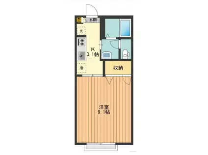 ソレーユA(1K/2階)の間取り写真