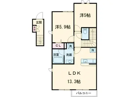 メイプル(2LDK/2階)の間取り写真