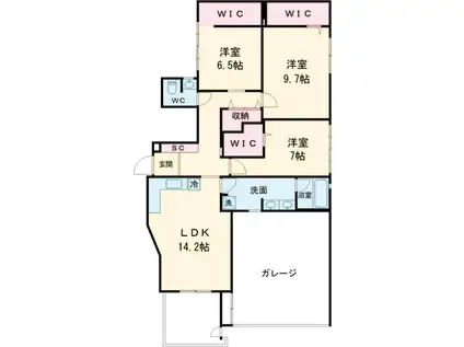 ホワイトガーデニア(3LDK/1階)の間取り写真