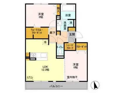 リヴェール南流山D(2LDK/3階)の間取り写真