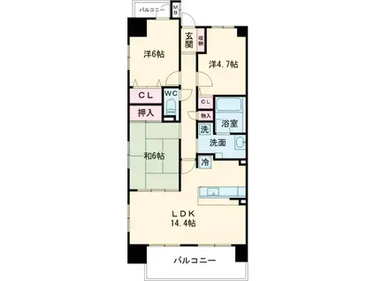 元今泉レジデンス(3LDK/3階)の間取り写真