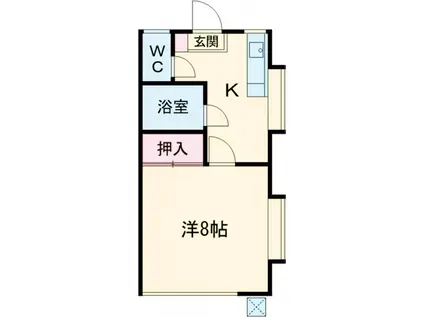 ヴィラフローラ(1K/1階)の間取り写真