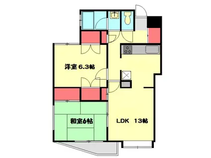 アネックス南町(2LDK/4階)の間取り写真