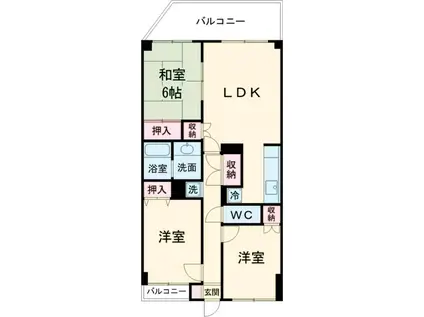 ダイアパレスリバーコート熊谷(3LDK/4階)の間取り写真