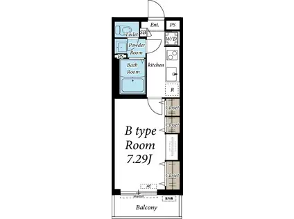 ヴィラ船橋(1K/2階)の間取り写真