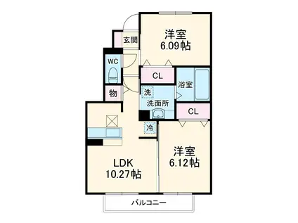 トゥインクル(2LDK/1階)の間取り写真