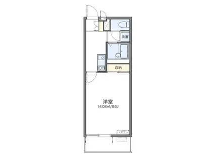 レオネクストレジーナⅢ(1K/3階)の間取り写真