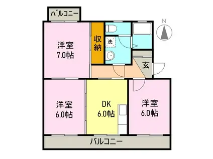 メゾンポワール(3DK/3階)の間取り写真