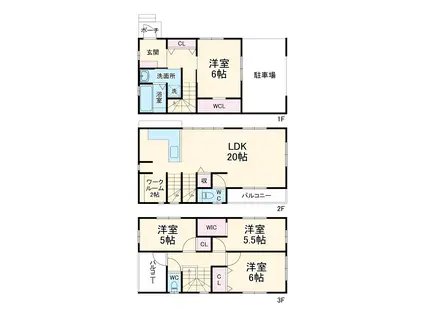 愛知環状鉄道 中岡崎駅 徒歩4分 3階建 築3年(4LDK)の間取り写真
