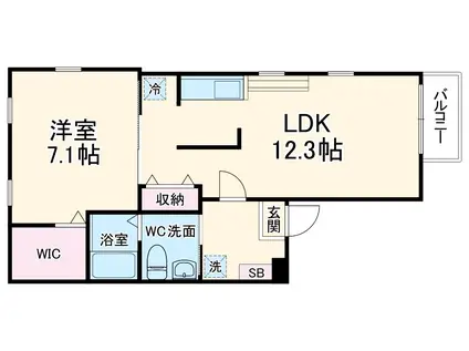 ハーミトクラブハウストゥギャザーマーサグランテ鶴見(1LDK/1階)の間取り写真