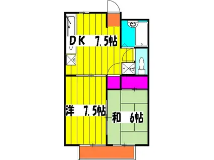 ソシアルマンションエノモト(2DK/2階)の間取り写真