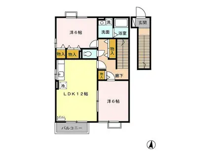 リバーストーンA(2LDK/2階)の間取り写真