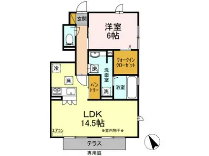 つくばエクスプレス 流山おおたかの森駅 徒歩14分 2階建 築13年(1LDK/1階)の間取り写真