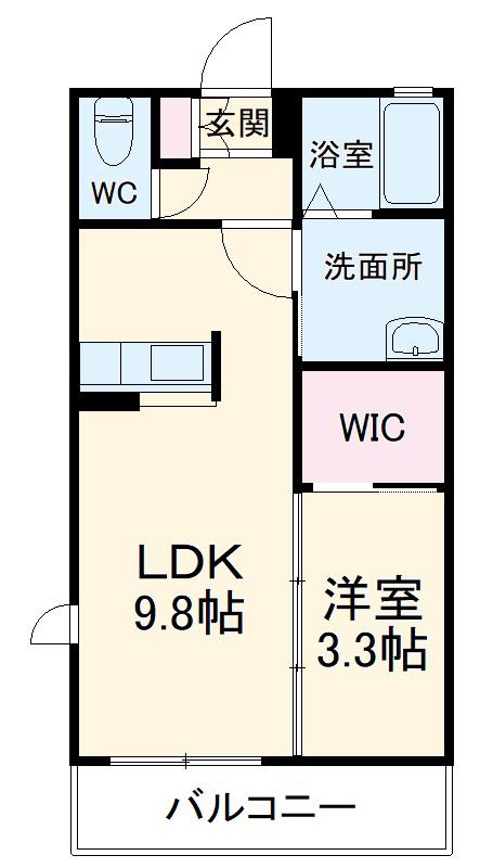 ベルフルールⅠ(1LDK/2階)の間取り写真