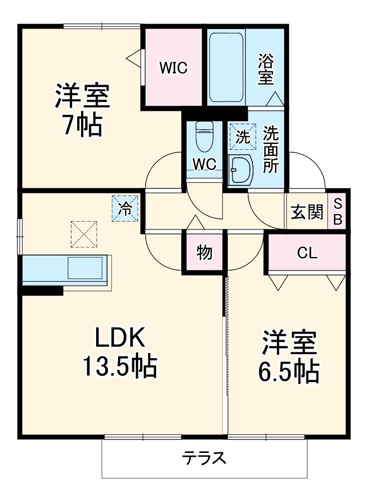 サンフィオーレ(2LDK/2階)の間取り写真