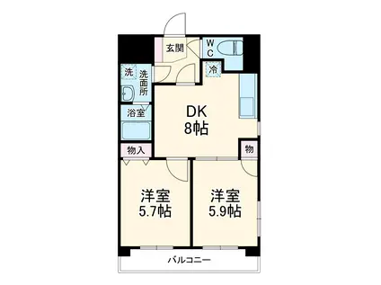 クレスト鷺沼(2DK/4階)の間取り写真