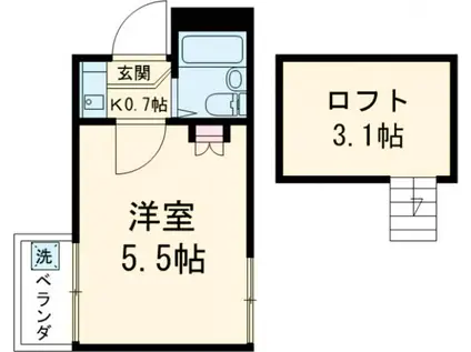 VILLEIL高松(1K/2階)の間取り写真