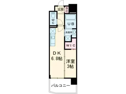 デュオフラッツ六本松(1DK/10階)の間取り写真