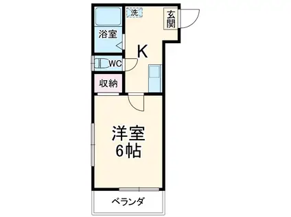 サニークレスト(1K/2階)の間取り写真
