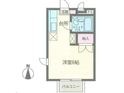 ドミ片倉B棟(ワンルーム/2階)の間取り写真