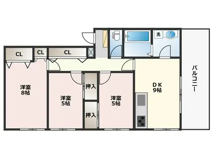 カバヤハウス(3DK/4階)の間取り写真