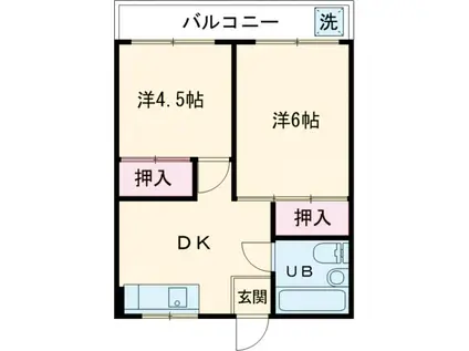 野崎マンション(2DK/2階)の間取り写真