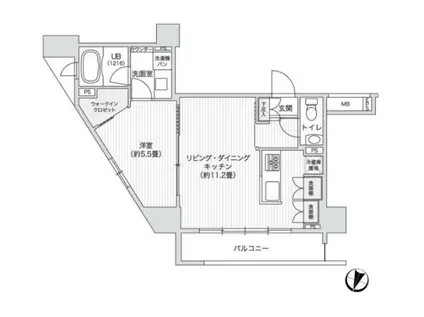 レジディア笹塚2(1LDK/15階)の間取り写真