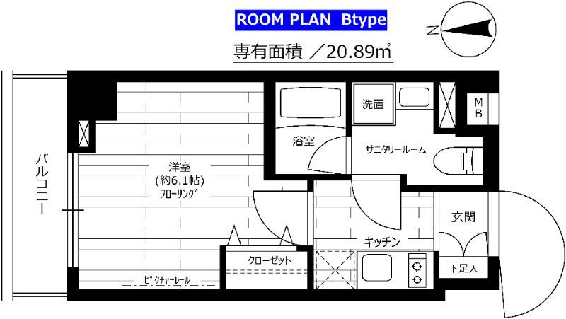 ステージグランデ八王子(1K/3階)の間取り写真