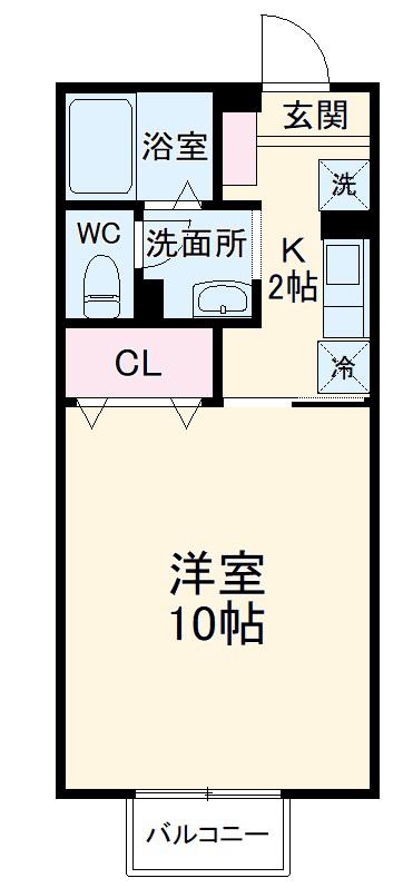 グランシャリオA棟(1K/2階)の間取り写真
