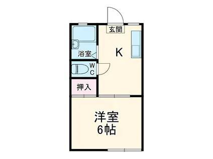 ウイングB(1K/1階)の間取り写真