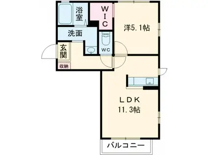 グランシーナ・オレオ B(1LDK/2階)の間取り写真