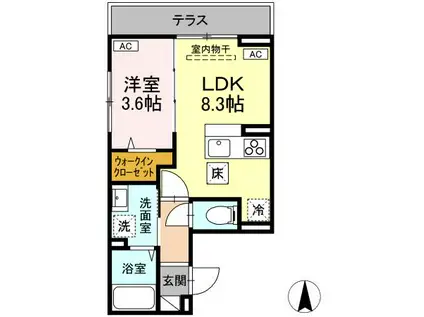 Dスクエア子安町(1LDK/1階)の間取り写真