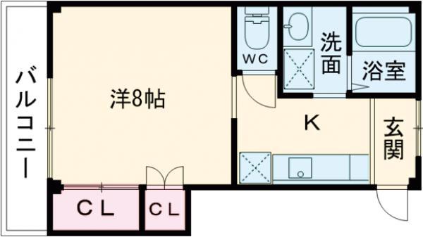 ハイムKUSAKI(1K/3階)の間取り写真