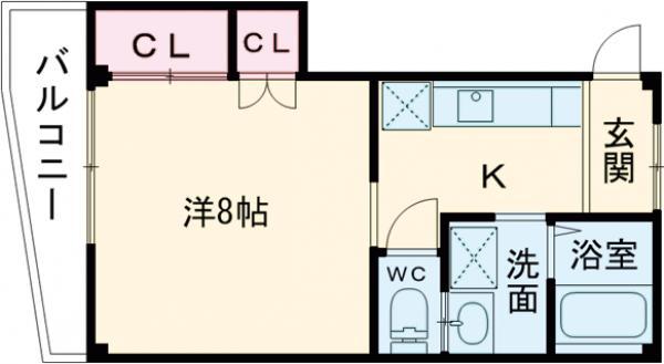 ハイムKUSAKI(1K/3階)の間取り写真