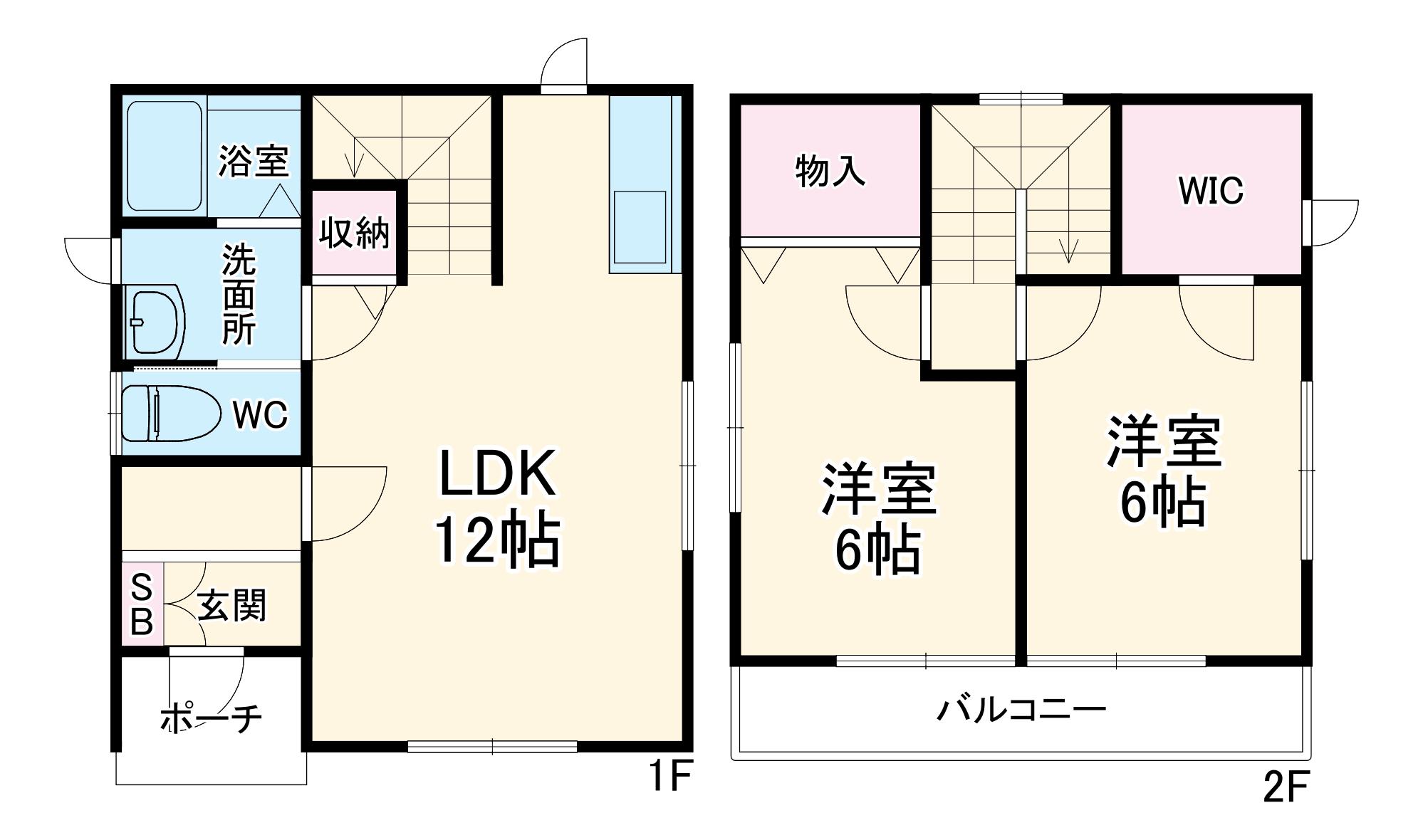 秩父鉄道本線 武川駅 徒歩6分 2階建 築19年(2LDK)の間取り写真