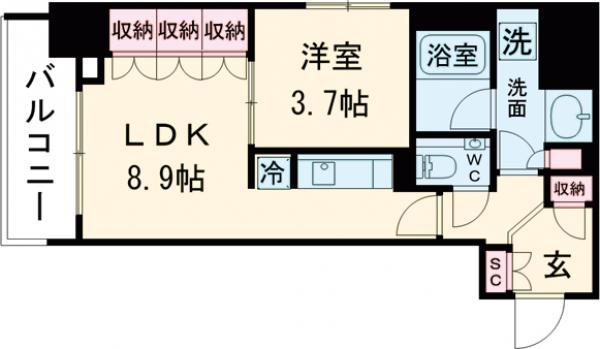 オーキッドレジデンス渋谷富ヶ谷(1LDK/2階)の間取り写真