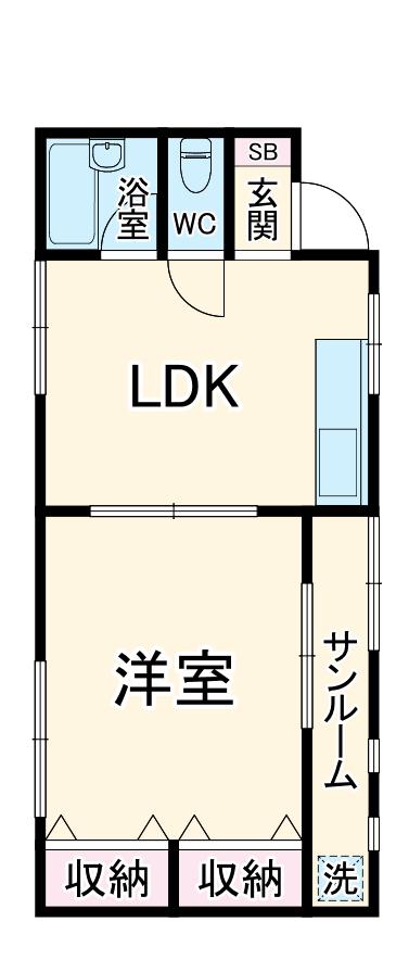 第一サンロードあさひ(1LDK/2階)の間取り写真