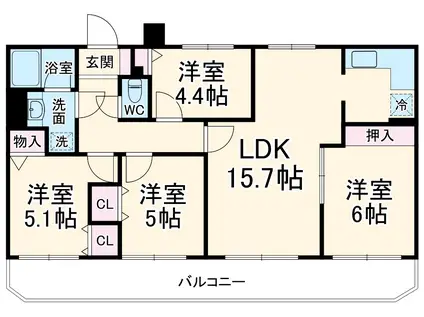 コスモけやき平(4LDK/1階)の間取り写真