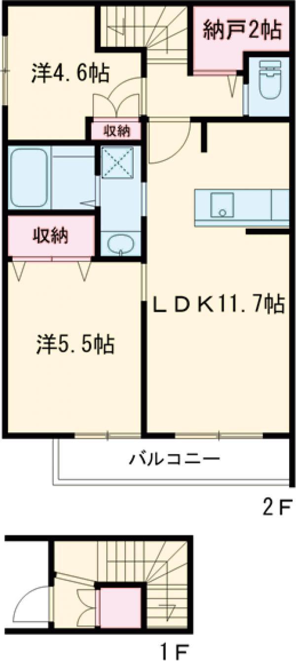 オージェット・フィールドⅢ(2SLDK/2階)の間取り写真