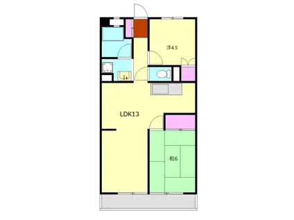 シーサイドハイツ早川(2LDK/1階)の間取り写真