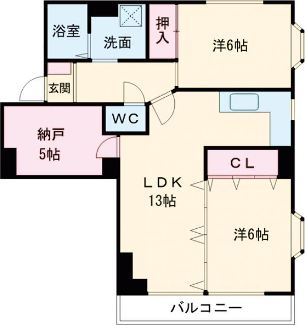 アルファ—レジデンス簗瀬(2SLDK/6階)の間取り写真