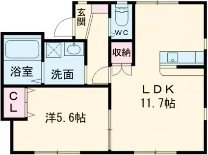 東武鉄道東上線 下板橋駅 徒歩4分 2階建 築1年(1LDK/2階)の間取り写真