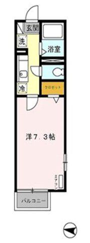 ソレイユ(1K/1階)の間取り写真