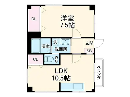 白鷺ハイツA(1LDK/3階)の間取り写真
